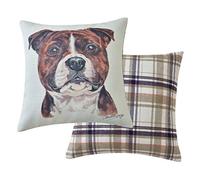 Maturi Cojín de Asiento Relleno con Imagen de Acuarela de Perro Staffordshire Bull Terrier, 43 x 43 cm