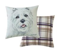 Maturi Cojín de Asiento Relleno con Imagen de Acuarela de Perro Terrier de Las Tierras Altas del Oeste, 43 x 43 cm