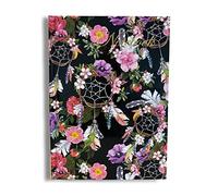 Maturi Cuaderno A5 de tapa dura, diseño de atrapasueños con detalles de lámina dorada y acabado brillante, color negro