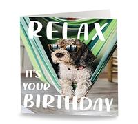 Maturi Divertida tarjeta de felicitación con texto en inglés Relax It's Your Birthday, interior en blanco, 15,5 x 15,5 cm
