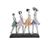 Maturi Figura Decorativa de Cuatro Chicas sobre el Tiempo en Vestidos de Verano, Kunststoff, Multicolor, 29 x 10 x 28cm