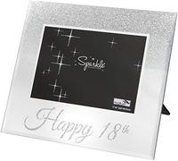 Maturi Marco de fotos plateado con purpurina, espejo 10 x 15 cm, regalo 'Happy 18th'