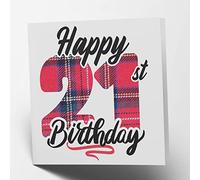 Maturi Tarjeta de felicitación de 21 cumpleaños con diseño de tartán en el interior en blanco