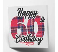 Maturi Tarjeta de felicitación de 60 cumpleaños, diseño de tartán en blanco en el interior