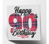 Maturi Tarjeta de felicitación de 90 cumpleaños con diseño de tartán - Interior en blanco