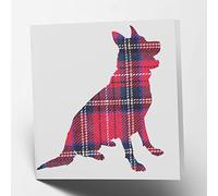 Maturi Tarjeta de felicitación de pastor alemán, diseño de tartán en blanco en el interior, 15,5 x 15,5 cm, cuadrada