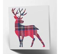 Maturi Tarjeta de felicitación en blanco con imagen de ciervo de tartán