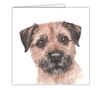 Maturi Tarjeta de felicitación en blanco con imagen de perro Border Terrier de acuarela