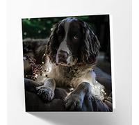 Maturi Tarjeta de felicitación en blanco con imagen de perro Springer Spaniel