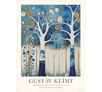 Matvsd Kohecs Gustav Klimt Póster, Paisaje de jardín, Cuadro en lienzo Gustav Klimt Wall Art Abstract Prints Blue Tree Picture for Office Decor 30x45cm Sin marco