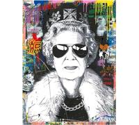 Matvsd Kohecs Pop Póster y Grabados de la Reina Isabel II Graffiti Inglaterra Arte mural de la Reina Isabel Retrato para decoración del hogar 30x40cm Sin marco