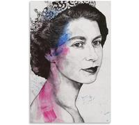 Matvsd Kohecs Póster de la Reina Isabel II e impresiones Reina Isabel II Arte de pared en lienzo Pintura de retrato de la Reina Isabel para decoración de pared del hogar 50x75cmx1 Sin marco
