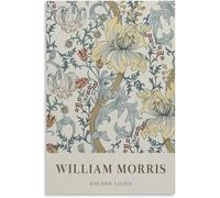 Matvsd Kohecs Póster de William Morris Grabados de Lirios Dorados Arte mural floral vintage Pintura en lienzo de William Morris Cuadro abstracto para decoración del hogar 30x45cm Sin marco