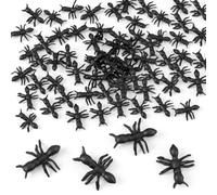 Matwsec 100 hormigas de plástico falsas realistas, hormigas negras a granel para bromas de Halloween y decoraciones de fiesta (negro)