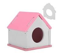 Matybobe Cabaña para Hámster Casa para Hámster Cabaña Pequeña Mascotas Casa Escondite Divertida de Madera Cálida con Techo Inclinado de 45 Grados Entrada Redonda (Rosa)