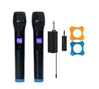 Matybobe Pantalla LCD de Doble Canal Inalámbrica Conjunto de Micrófono Profesional Conjunto de Micrófono Portátil VHF Receptor para Casa Karaoke Party