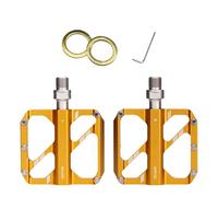 Matybobe Pedales de Bicicleta Livianos de Triple Rodamiento, Pedales de Bicicleta de Carretera de Montaña para Estabilidad y Agarre, Aleación de Aluminio Construida con Interfaz Roscada (Oro)