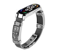 Maucoray Correa de reloj compatible con Xiaomi Mi Band 7, correa de cuero vintage con marco de acero inoxidable, accesorios de repuesto, Resina