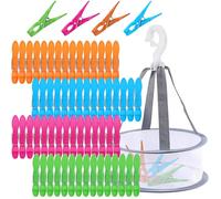 Mauepersu Pinzas de Ropa Coloridas Fuertes con Cesta, 60 Pzas