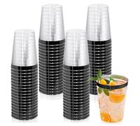 mauepersu Vasos Plastico, 50 Piezas Vasos Plastico Duro, Vasos Para Beber de 280 ml_10oz, Vasos de Plástico Reutilizables Para Cócteles, Champán, Cerveza, Martinis, Postres (negro)