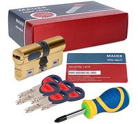 MAUER NW5 Bombin de Seguridad 31x31 DOBLE EMBRAGUE Color Laton + Destornillador, Cilindro Bombillo Reforzado Anti Impresioning Anti Rotura AntiBumping Anti-Taladro Leva Anti-Extracción Cerradura