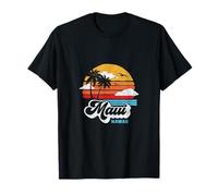 Maui Beach Hawaii Vintage Surf Throwback 80s Graphic Camiseta