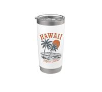 Maui Hawaii Island Palmera Sunset Retro Beach Design Vaso térmico de acero inoxidable de doble pared