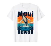 Maui Hawaii Retro Island Vibe, Diversión Breaching Ballena Jorobada Camiseta