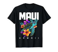 Maui Hawaii Tortuga Marina Buceo Flor Recuerdo Hawaiano Camiseta gráfica económica