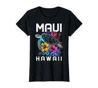 Maui Hawaii Tortuga Marina Buceo Flor Recuerdo Hawaiano Camiseta gráfica económica