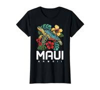 Maui Hawaii Tortuga Marina Buceo Flor Recuerdo Hawaiano Camiseta gráfica económica