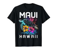 Maui Hawaii Tortuga Marina Buceo Flor Recuerdo Hawaiano Camiseta gráfica económica, Hombre, Negro, L