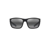 Maui Jim Gafas de sol Amberjack – Negro mate, goma negra, lente polar gris, 60-16-135, Unisex Adulto