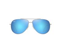 MAUI JIM Hauoli Gafas, Shiny Silver w/Blue & Green, 59-12-145 Unisex Adulto
