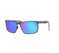 Maui Jim Hombre Sunglass Wana - Color del Marco: Gunmetal Oscuro, Color de la Lente: Blue Hawaii Mirror Polarized