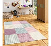 Maui Kids - Alfombra Infantil - Diseño a Cuadros - Estampado con Estrellas - Tonos Pastel - Multicolor en 5 tamaños