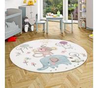 Maui Kids - Alfombra Infantil Redonda - Animales Color Crema en 3 tamaños