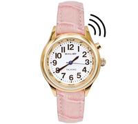 MAUJOY Reloj de calidad claro y voz alta ultra fino para mujer habla inglés habla la hora, fecha o hora de alarma para ancianos, vista deteriorada o ciego
