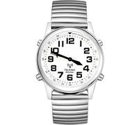 MAUJOY Reloj de hombre con habla inglesa para ancianos, baja visión o discapacidad visual, Negro-plateado, Clásico