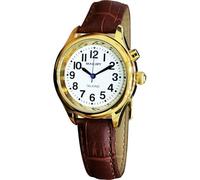 MAUJOY Reloj de voz clara y fuerte ultra delgado para mujer que habla la hora, fecha o hora de alarma para ancianos, visión o ciega, marrón, 36mm, Clásico