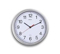 MAUL 9052695 - Reloj de pared (AA, 1.5 V, Silver,White, Plastic) | movimiento suave y discreto, números legibles, estilo plateado para oficina y hogar, pila AA incluida, cristal mineral