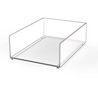 MAUL Bandeja notas A6 Acrílico transparente para escritorio | acceso frontal cómodo, orden visible, base estable antideslizante, capacidad generosa, formato compacto