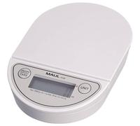 MAUL Báscula postal MAULoval digital blanca 2 kg para oficina | pesaje al gramo, tara rápida, batería incluida, carcasa resistente, unidades g/oz, manejo sencillo