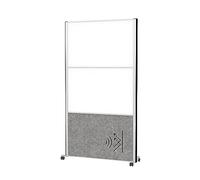MAUL Biombo acústico MAULconnecto gris oscuro y plata con pizarra