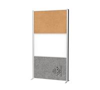 MAUL Biombo oficina MAULconnecto plateado con corcho y pizarra blanca