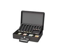 MAUL caja caudales para contar monedas 37x29x12 cm | Caja de caudales con cerradura | Caja de caudales portátil con 2 llaves | Ideal como caja fuerte, caja registradora | Negro