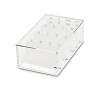 MAUL Caja de Tarjetas de Visita de acrílico, Organizador de Escritorio con Tapa para Guardar Tarjetas de Clientes y de Visita, Apto para Muebles Gracias a los Nudos para Escritorio y Estante