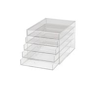 MAUL Cajonera A4 acrílico transparente 5 cajones | visión clara del contenido, orden compacto, apilable para más espacio, acceso fácil con orificio, base estable