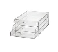 Maul - Cajonera (acrílico, DIN A4, 3 cajones), transparente | 3 compartimentos,documentos siempre visibles,agarre rápido,base antideslizante,formato escritorio