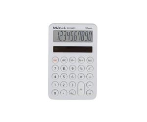 MAUL Calculadora Blanca Eco MD 1 Solar de Bolsillo LCD 10 dígitos | pantalla clara de una línea, teclas suaves de goma, apagado automático, cómoda en la mano, porcentajes y raíces fáciles